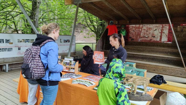 Infostand Biosphärenpark Wienerwald Management, © Naturpark Sparbach